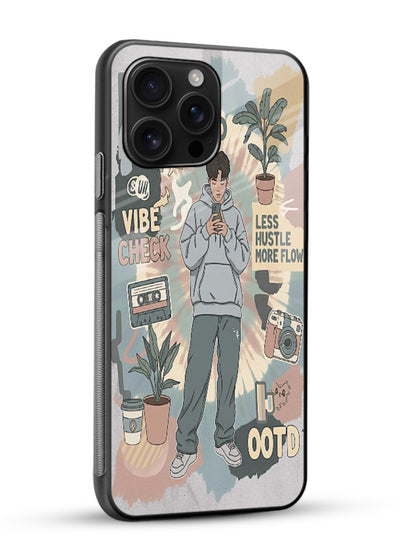 Aesthetic Girl Duo pastel aesthetic illustration glossy vibrant premium glass back cover - Angle Side
