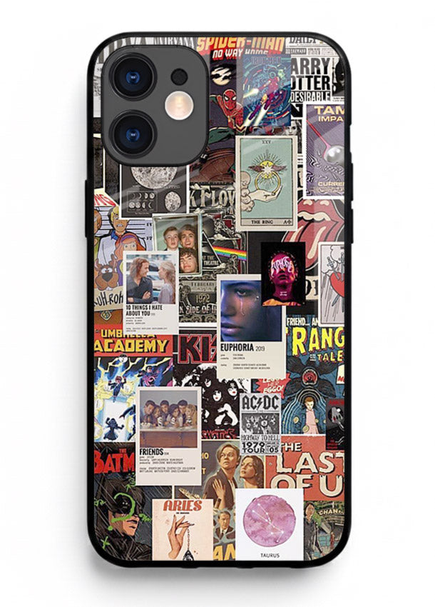 Aesthetic Photo Collage pastel artwork iphone 11 glass back cover