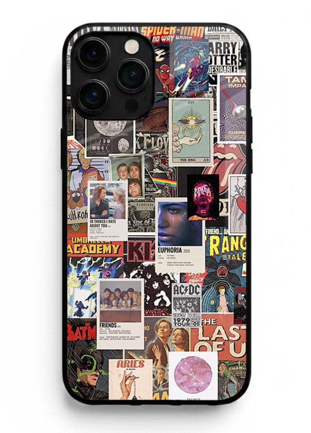 Aesthetic Photo Collage pastel artwork iphone 16 pro max glass back cover