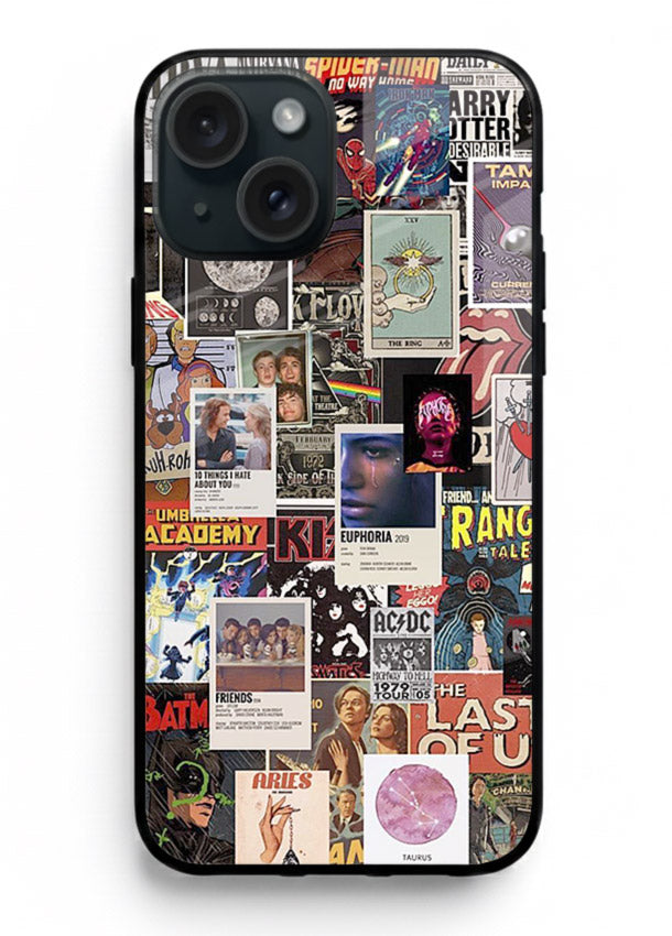 Aesthetic Photo Collage pastel artwork iphone 14 glass back cover