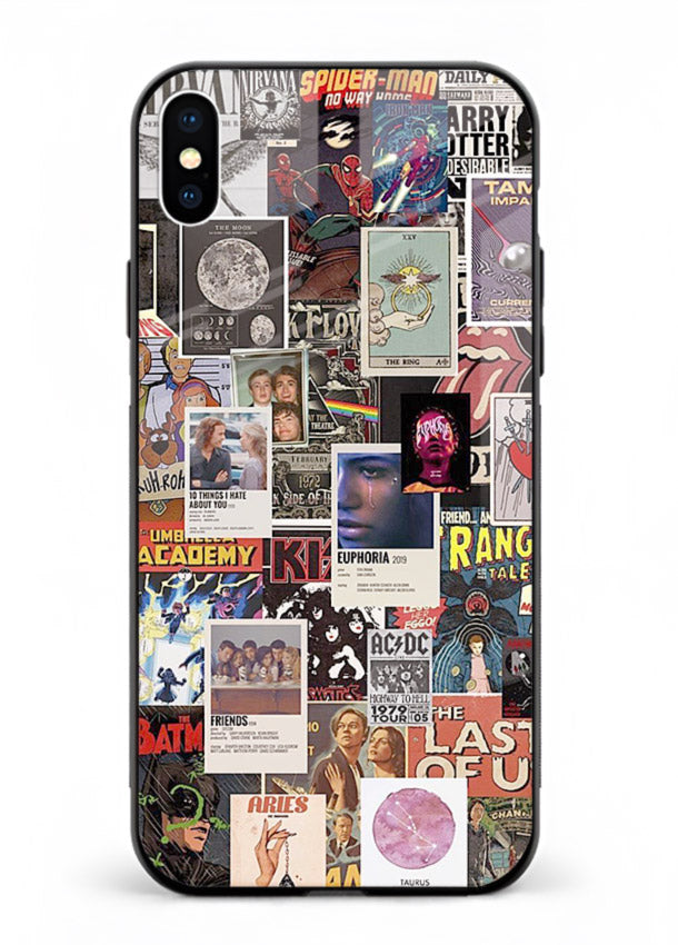 Aesthetic Photo Collage pastel artwork iphone xs max glass back cover