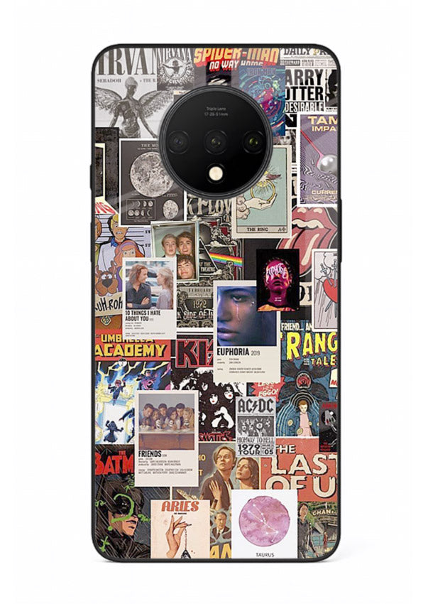 Aesthetic Photo Collage pastel artwork OnePlus 7T glass back cover