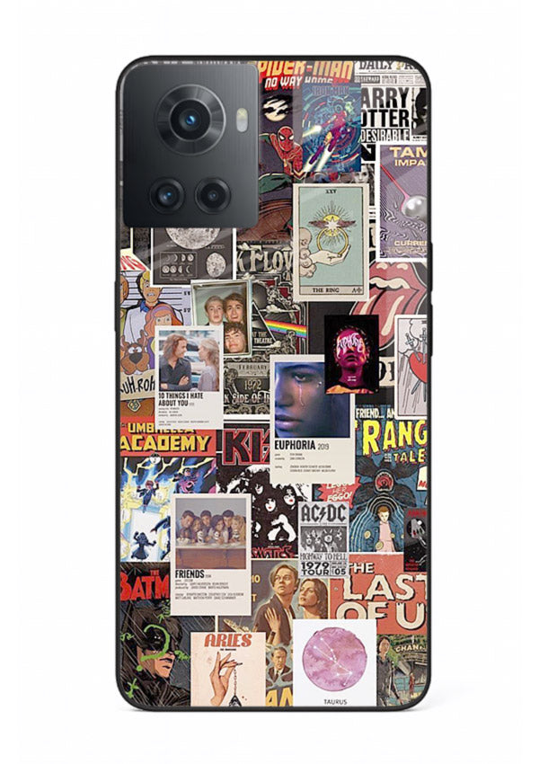 Aesthetic Photo Collage pastel artwork OnePlus 10R glass back cover