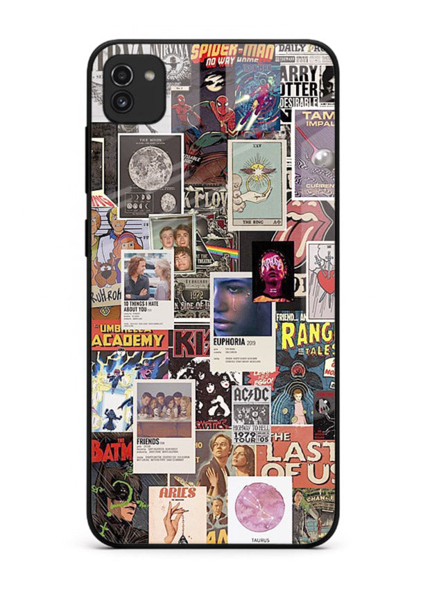 Aesthetic Photo Collage pastel artwork Samsung A03 glass back cover