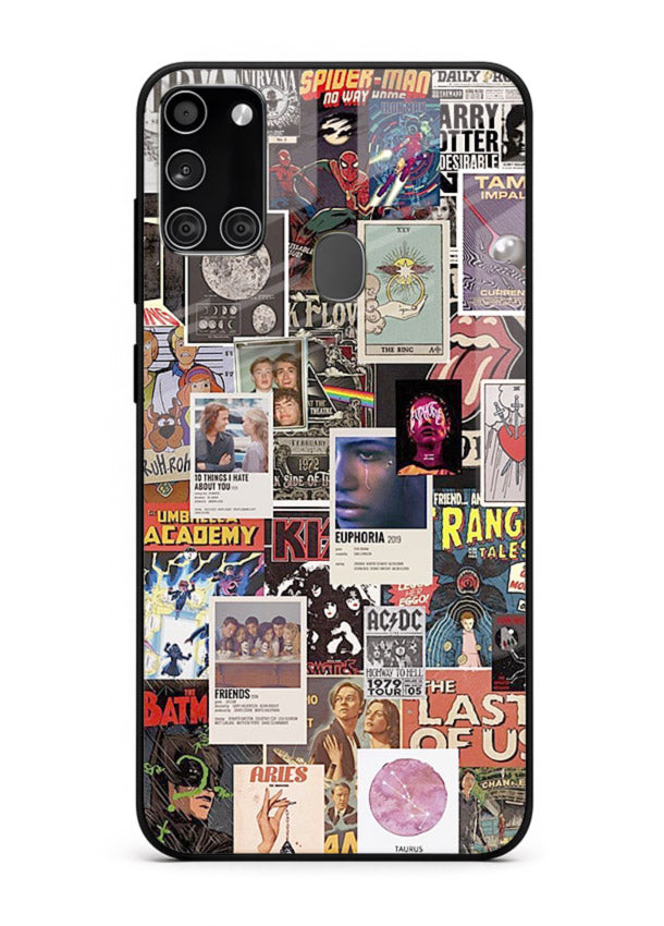 Aesthetic Photo Collage pastel artwork Samsung A21s glass back cover