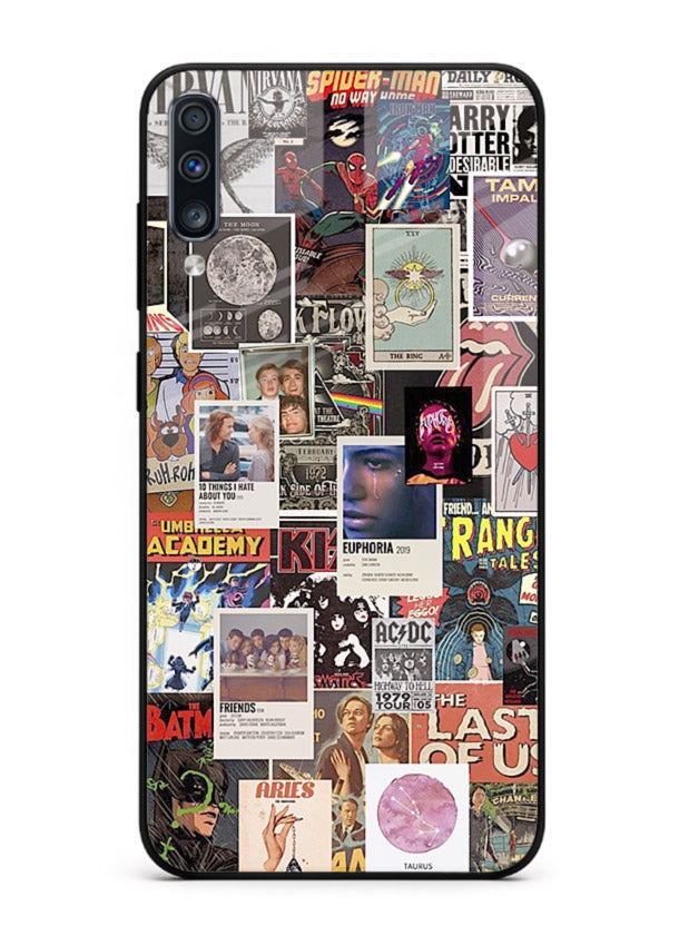 Aesthetic Photo Collage pastel artwork Samsung A70 glass back cover