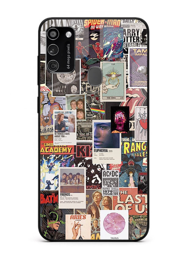 Aesthetic Photo Collage pastel artwork Samsung M21 glass back cover