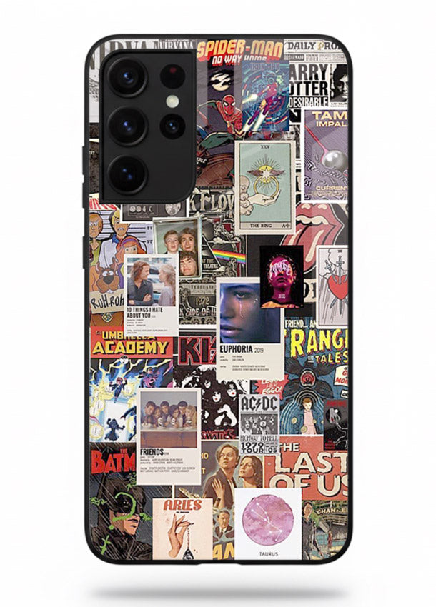 Aesthetic Photo Collage pastel artwork Samsung S21 Ultra glass back cover