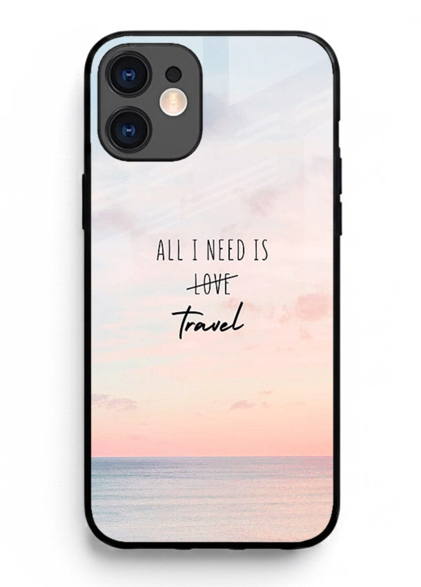 All I Need Travel pastel quote artwork iphone 11 glass back cover