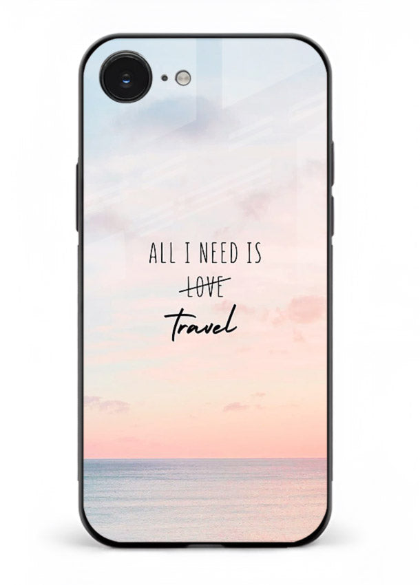 All I Need Travel pastel quote artwork iphone 16e glass back cover