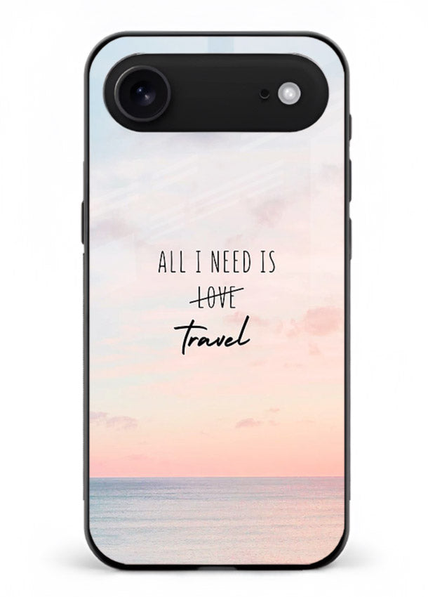 All I Need Travel pastel quote artwork iphone 17 air glass back cover