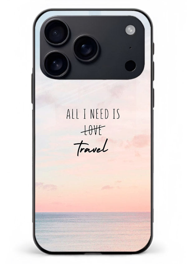All I Need Travel pastel quote artwork iphone 18 pro max glass back cover