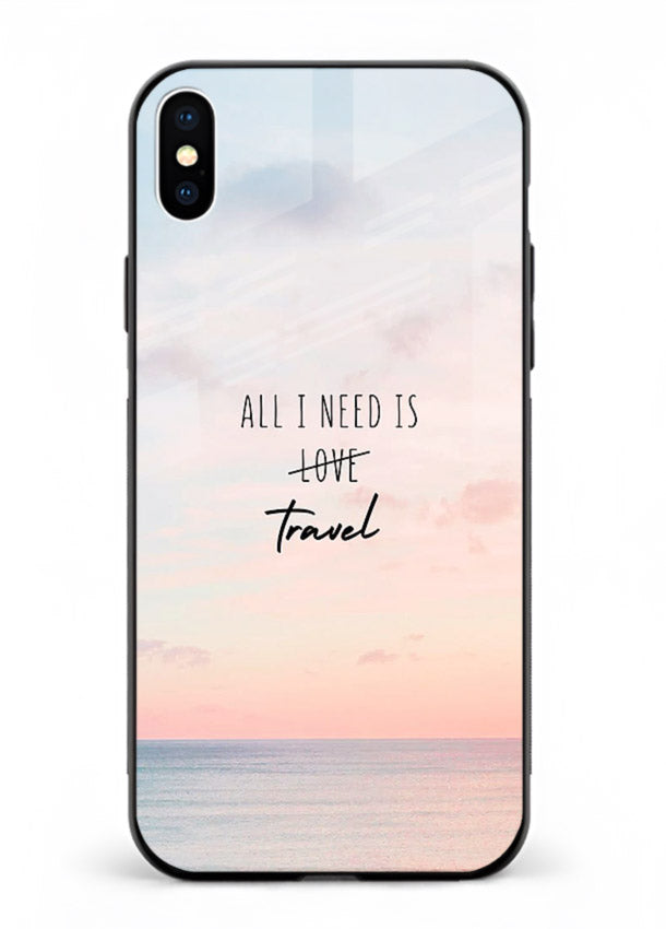 All I Need Travel pastel quote artwork iphone xs max glass back cover