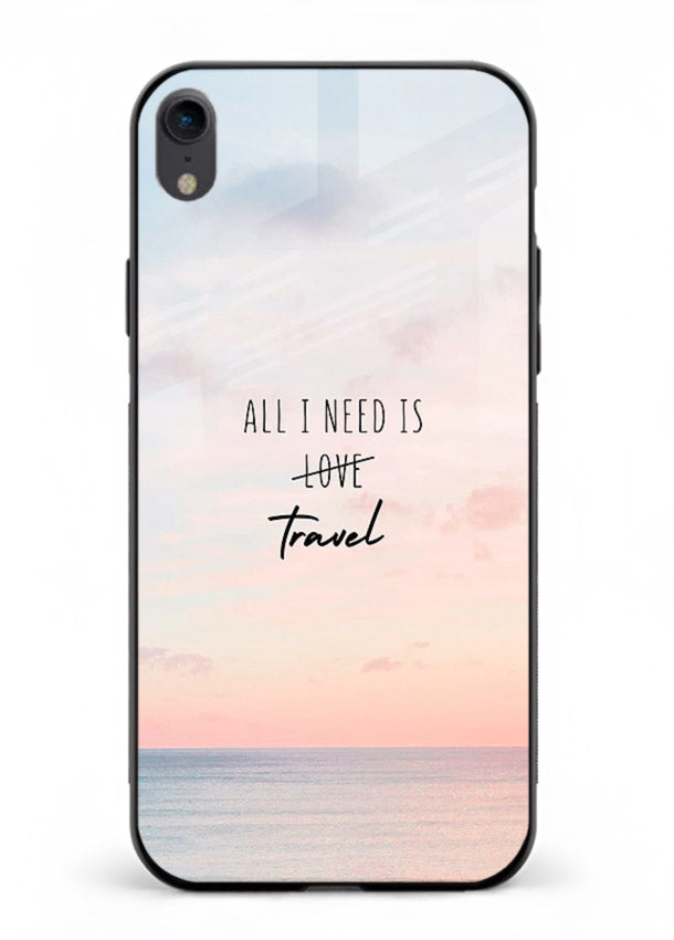 All I Need Travel pastel quote artwork iphone xr glass back cover