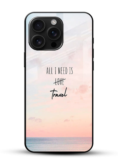 All I Need Travel pastel quote artwork glossy vibrant premium glass back cover - Angle Front
