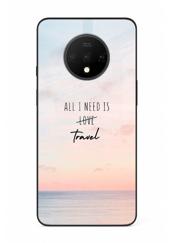 All I Need Travel pastel quote artwork OnePlus 7T glass back cover