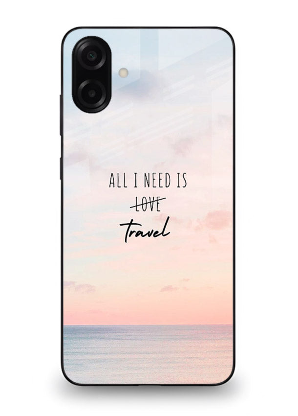 All I Need Travel pastel quote artwork Samsung A06 5G glass back cover