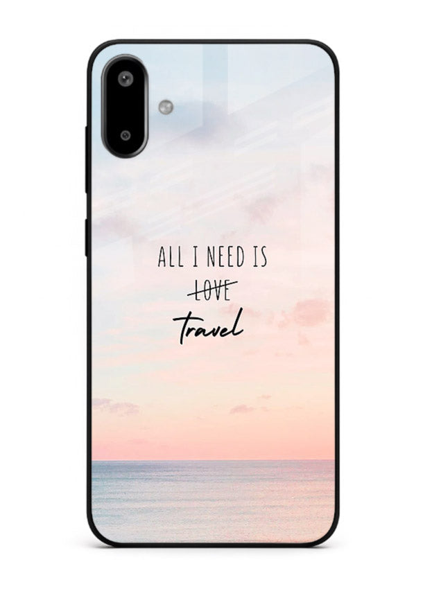 All I Need Travel pastel quote artwork Samsung F06 5G glass back cover
