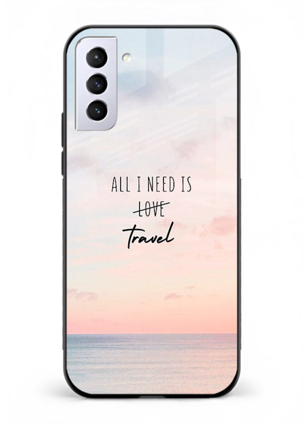 All I Need Travel pastel quote artwork Samsung S21 FE glass back cover