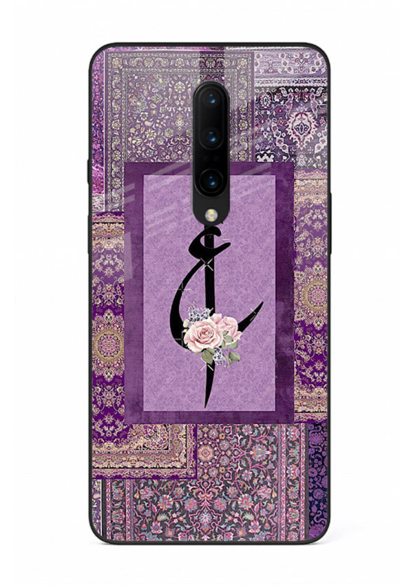 Purple calligraphy artwork printed on glossy tempered glass OnePlus 7 Pro back cover