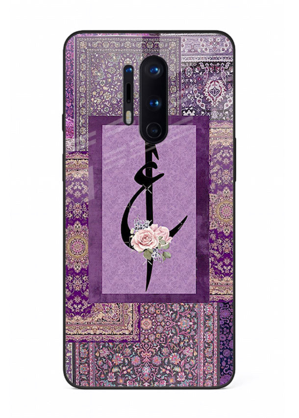 Purple calligraphy artwork printed on glossy tempered glass OnePlus 8 Pro back cover