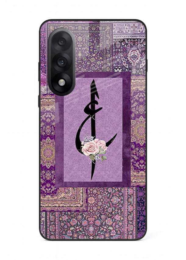 Purple calligraphy artwork printed on glossy tempered glass OnePlus Nord 5 back cover