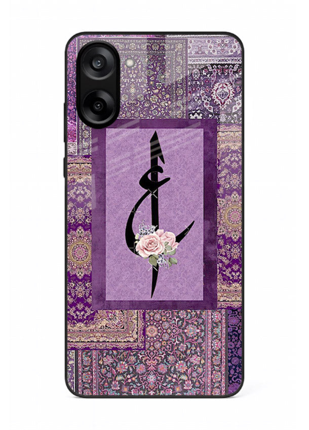 Purple calligraphy artwork printed on glossy tempered glass OnePlus Nord CE5 back cover