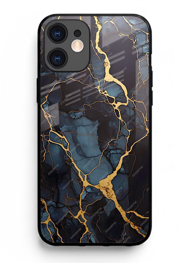 Amber Sea Marble iphone 11 glass back cover with amber-toned marble waves