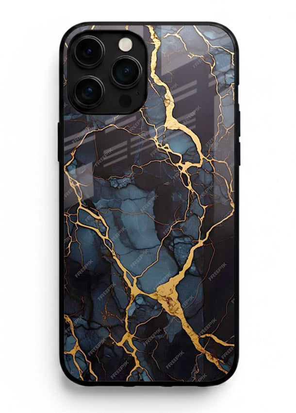 Amber Sea Marble iphone 16 pro max glass back cover with amber-toned marble waves
