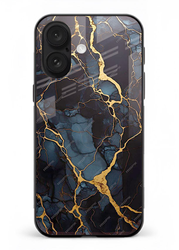 Amber Sea Marble iphone 16 glass back cover with amber-toned marble waves