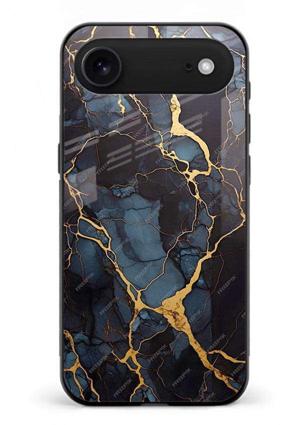 Amber Sea Marble iphone 17 air glass back cover with amber-toned marble waves