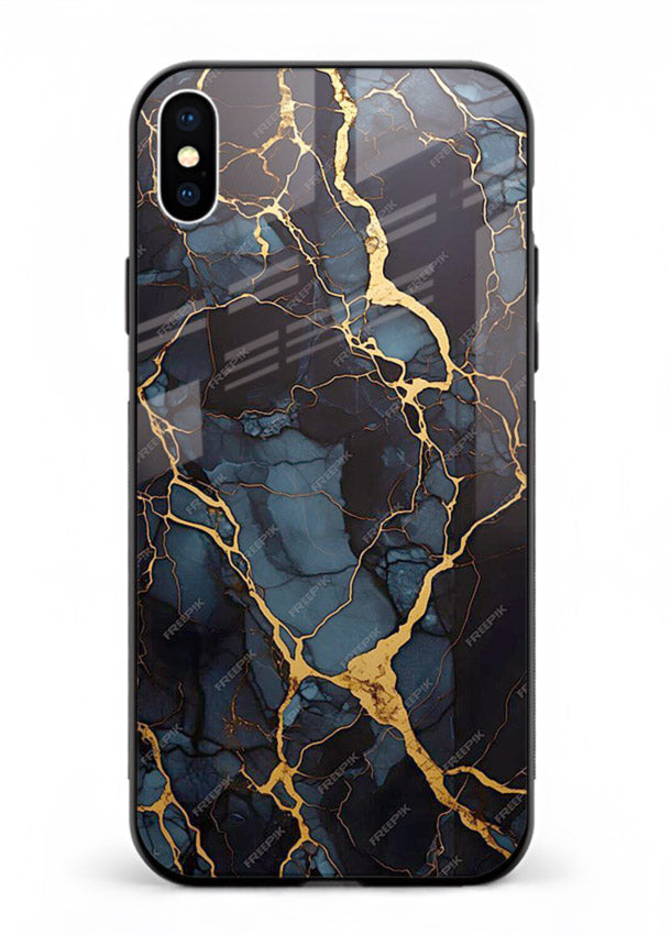 Amber Sea Marble iphone xs max glass back cover with amber-toned marble waves