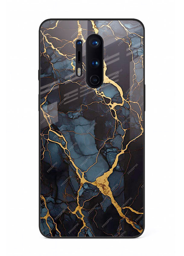 Amber Sea Marble OnePlus 8 Pro glass back cover with amber-toned marble waves