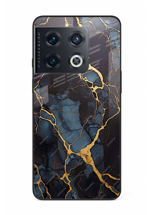 Amber Sea Marble OnePlus 10 Pro glass back cover with amber-toned marble waves