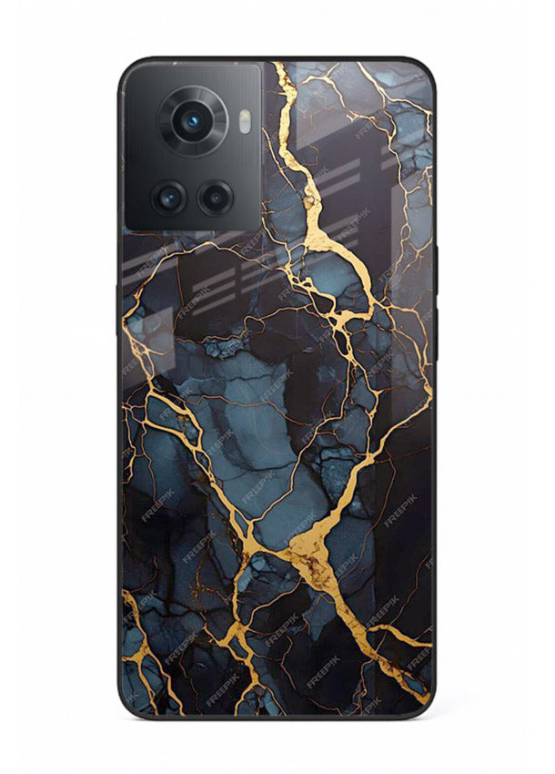 Amber Sea Marble OnePlus 10R glass back cover with amber-toned marble waves