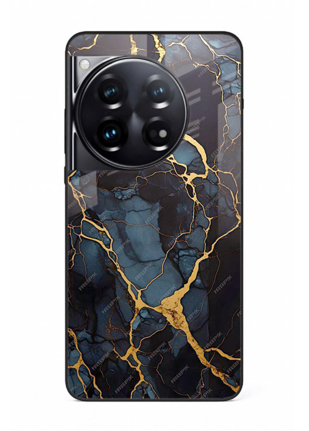 Amber Sea Marble OnePlus 12 glass back cover with amber-toned marble waves