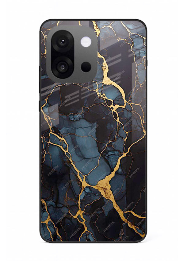 Amber Sea Marble OnePlus 13s glass back cover with amber-toned marble waves