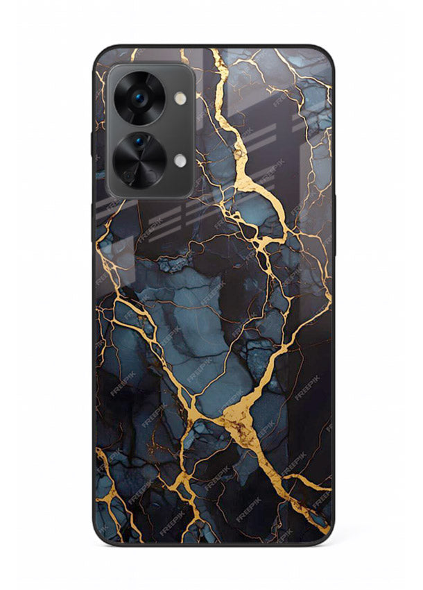Amber Sea Marble OnePlus Nord 2T glass back cover with amber-toned marble waves