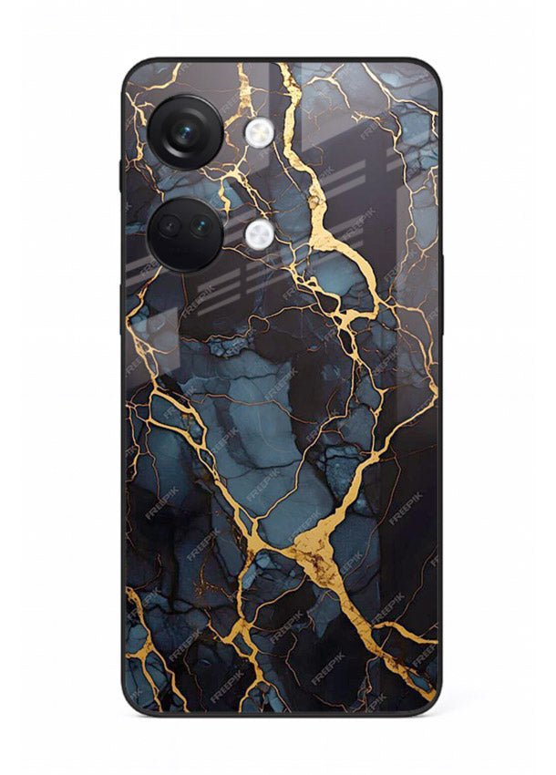 Amber Sea Marble OnePlus Nord 3 glass back cover with amber-toned marble waves