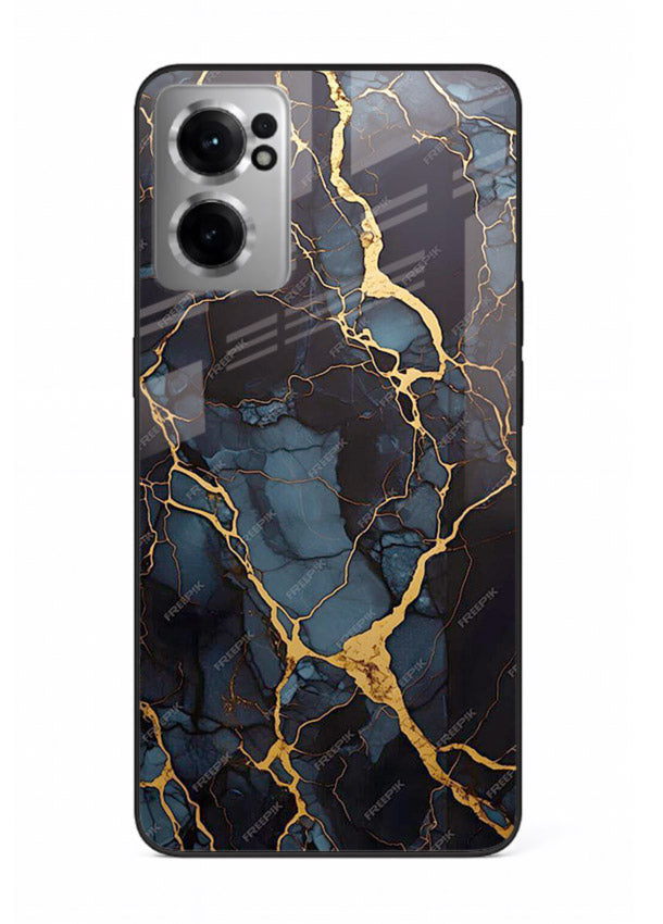 Amber Sea Marble OnePlus Nord CE2 5G glass back cover with amber-toned marble waves