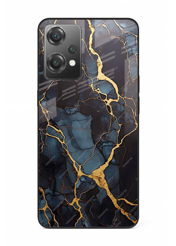 Amber Sea Marble OnePlus Nord CE2 Lite 5G glass back cover with amber-toned marble waves
