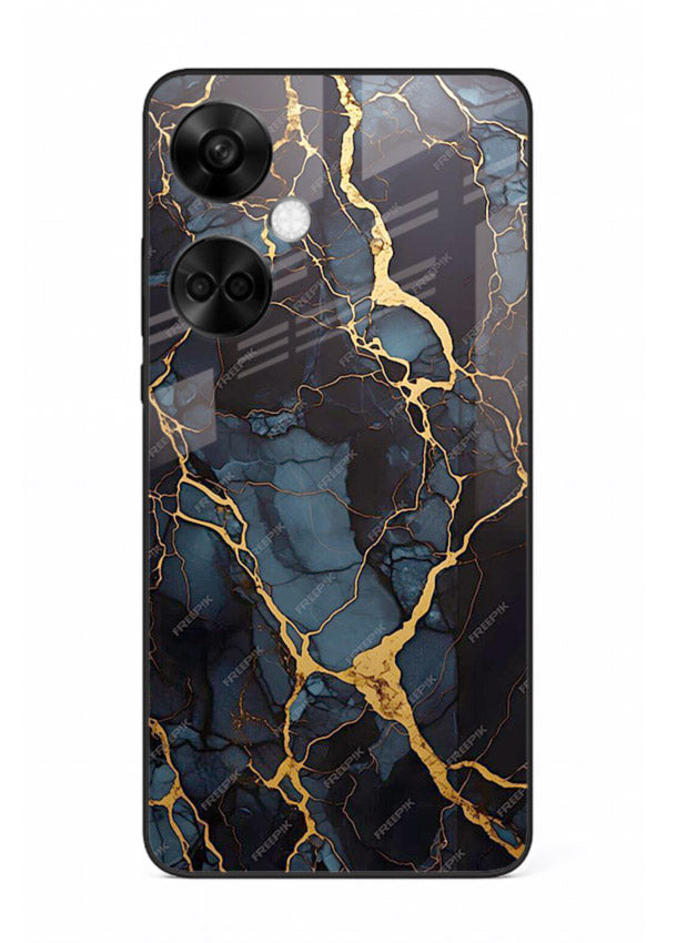 Amber Sea Marble OnePlus Nord CE3 glass back cover with amber-toned marble waves