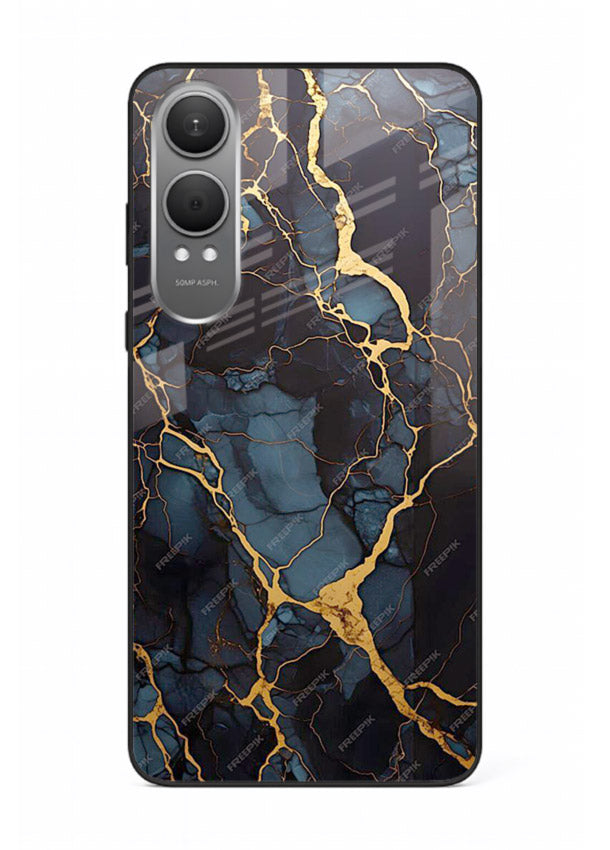 Amber Sea Marble OnePlus Nord CE4 Lite glass back cover with amber-toned marble waves