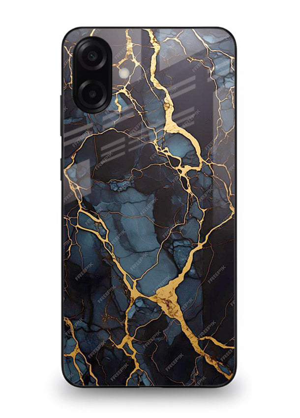 Amber Sea Marble Samsung M13 5G glass back cover with amber-toned marble waves