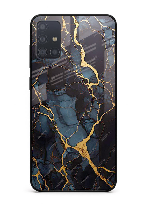 Amber Sea Marble Samsung A51 glass back cover with amber-toned marble waves