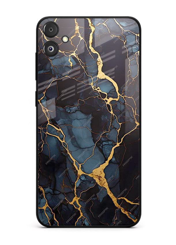 Amber Sea Marble Samsung F05 5G glass back cover with amber-toned marble waves