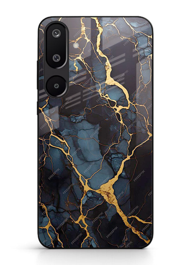 Amber Sea Marble Samsung M16 5G glass back cover with amber-toned marble waves