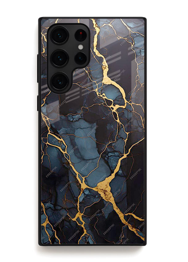 Amber Sea Marble Samsung S24 Ultra glass back cover with amber-toned marble waves