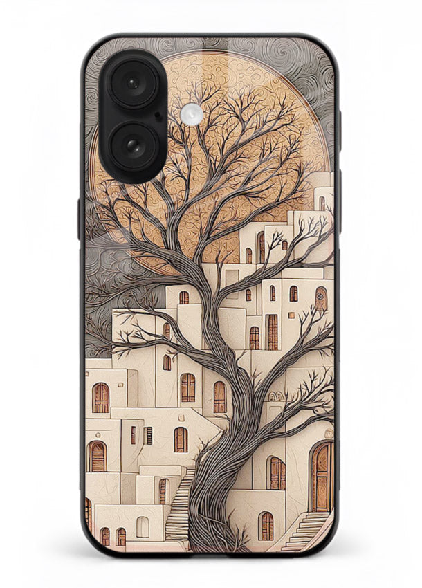 Ancient Moon Village glowing moon village artwork iphone 17 glass back cover