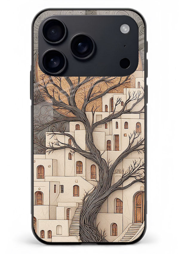 Ancient Moon Village glowing moon village artwork iphone 17 pro max glass back cover